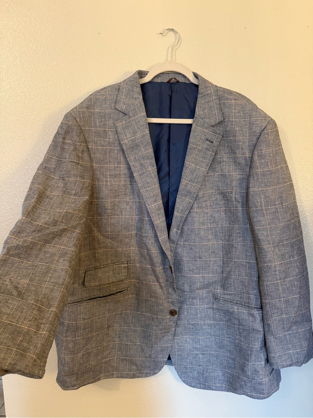 Oak Hill 2XL Men’s Light Gray Plaid Windowpane Blazer